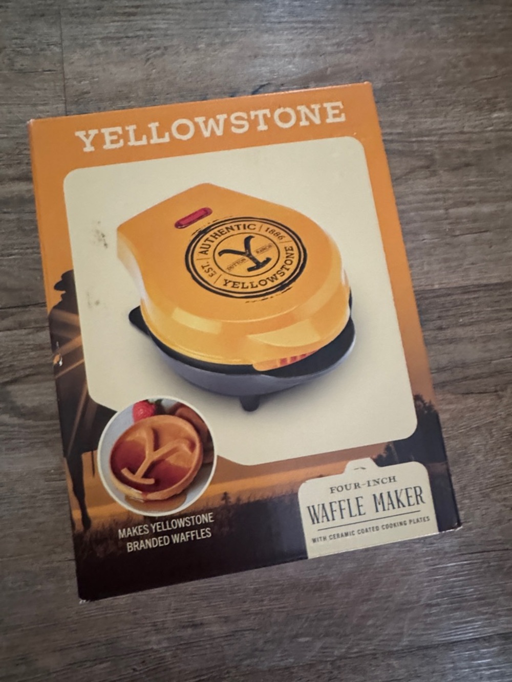 Yellowstone 4-Inch Mini Waffle Maker in Yellow - Yellowstone